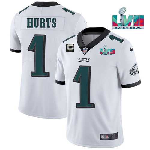Men & Women & Youth Philadelphia Eagles #1 Jalen Hurts White Super Bowl LVII Patch And 2-star C Patch Vapor Untouchable Limited Stitched Jersey->philadelphia eagles->NFL Jersey